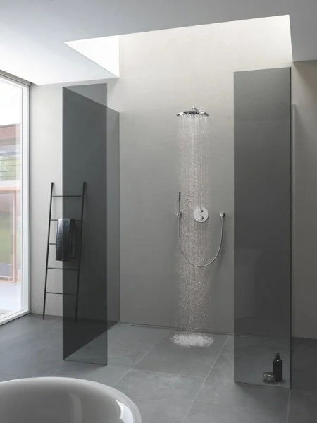 Смеситель для душа Grohe Grohtherm без излива 24077000 (детальная фотография), современные, hi-tech