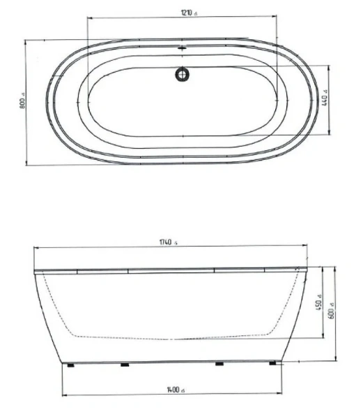 Ванна акриловая Aima Design Tondo 174 x 80 см отдельностоящая, белый, 01тон17480 (детальная фотография), без гидромассажа