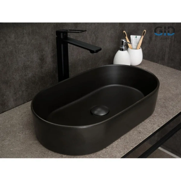 Раковина GID Lago N9020bg 53 см черный графит 53379 (детальная фотография), накладные (на столешницу)