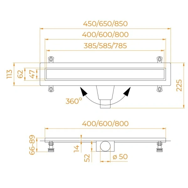 Душевой лоток RGW Drain Leo 60 см черный 60213160-04 (детальная фотография), душевой лоток