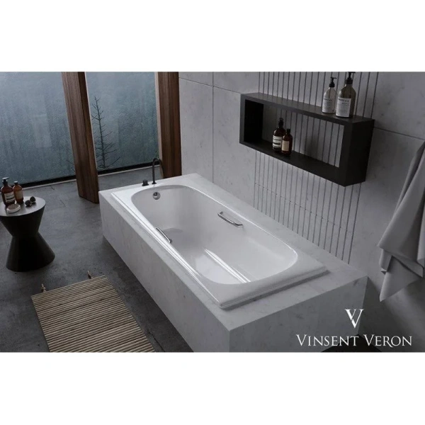 Чугунная ванна Vinsent Veron Concept VCO1507042H, 150 x 70 см, с отверстиями под ручки, цвет белый (детальная фотография), 150х70