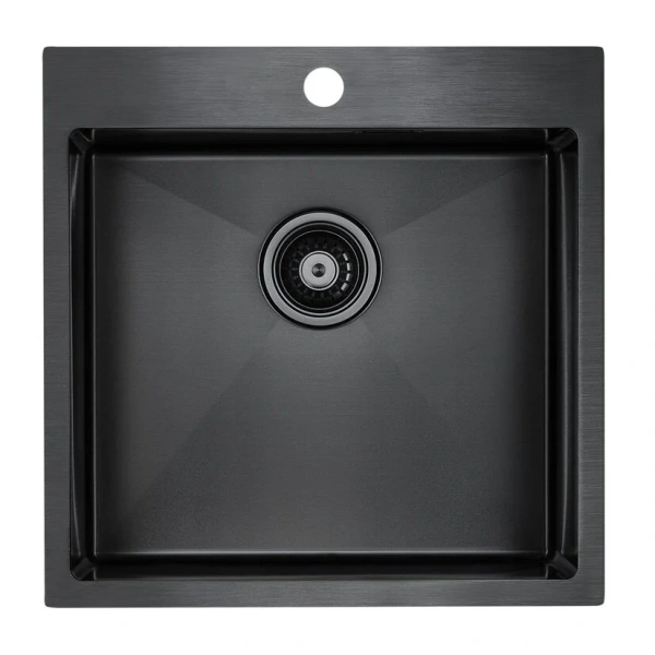 Мойка для кухни Paulmark Velten 51 см вороненая сталь PM905151-GM (детальная фотография)