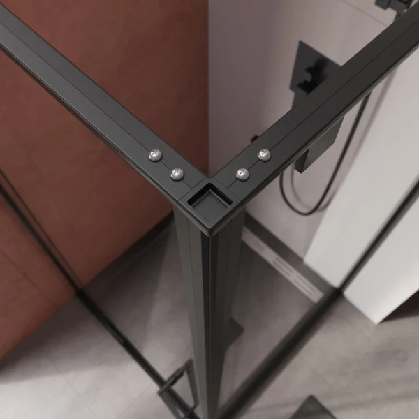 Душевой уголок Cezares Liner 90x90 см профиль черный правый LINER-A-1-90-C-NERO-R (детальная фотография), распашные