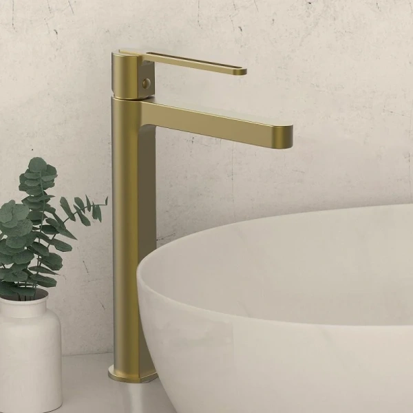 Смеситель для раковины Vincea Rondo брашированное золото VBF-1R2BG (детальная фотография), современные, hi-tech