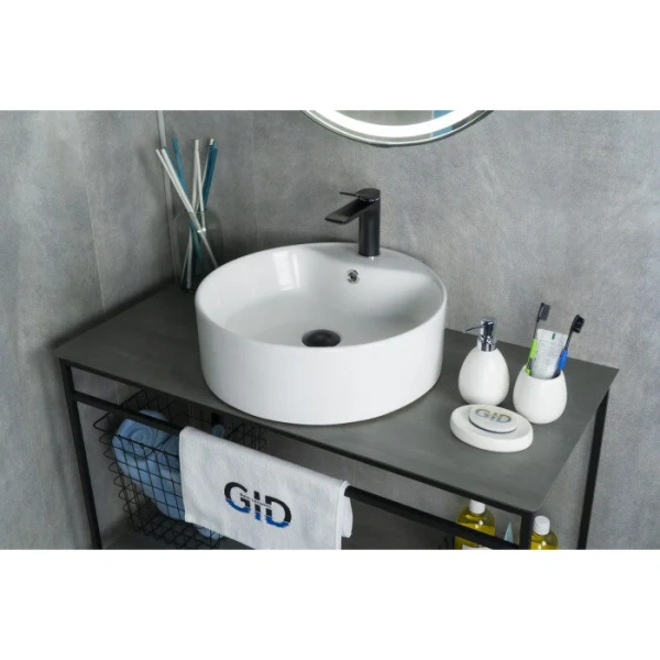 Раковина GID Esfera N9008b 46 см белая 51104 (детальная фотография), 45 см