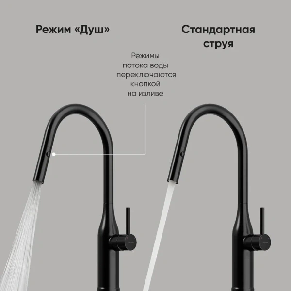 Смеситель для кухни Sancos Grand черный матовый SC4002MB (детальная фотография), в наличии