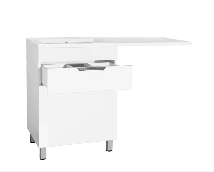 Тумба с раковиной напольная Style Line Жасмин ЛС-00000645 120 см с бельевой корзиной (детальная фотография), моноблок, для стиральной машины