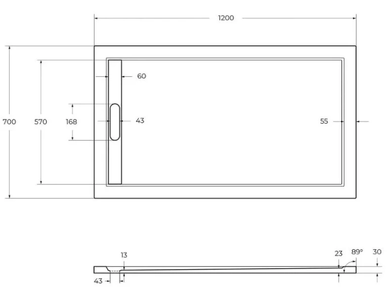 Душевой поддон Cezares Tray 120х70 см белый TRAY-AS-AH-120/70-30-W (детальная фотография), низкие до 15 см