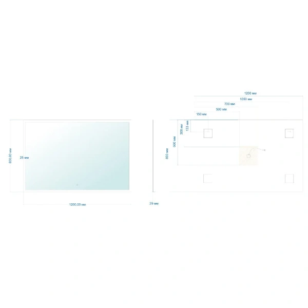 Зеркало с подсветкой Abber See 120 см сенсорный выключатель AG6107SXL-1.2 (детальная фотография), современные, hi-tech