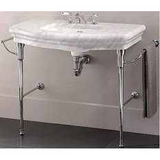 Раковина консоль Devon & Devon Ascot 126 см никель, мрамор Bianco Carrara