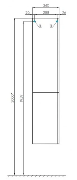 Шкаф-пенал подвесной Акватон Беверли 34 см левый 1A235403BV01L (детальная фотография), 35 см