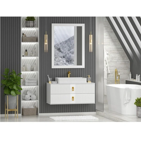 Тумба под раковину подвесная Brevita Sevilla 90 см белая SEV-09090-0102Я (детальная фотография), 90 см