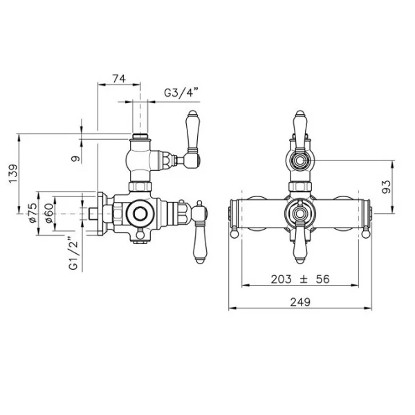 Смеситель термостатический для душа, тёмная бронза, Nicolazzi Termostatico 4917DB18 (детальная фотография), для душа