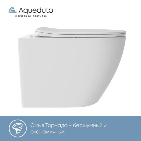 Унитаз подвесной Aqueduto Ovo Plus белый OVOT0210 (детальная фотография), фарфор, керамика