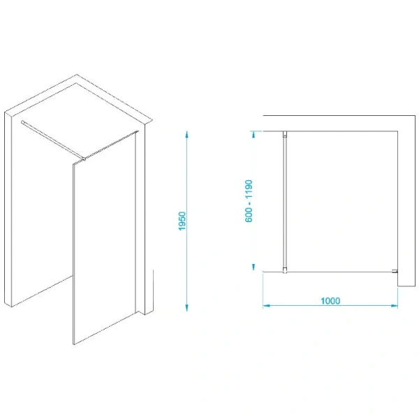 Душевая перегородка RGW Walk In WA-002G 100 см профиль золото 35100210-16 (детальная фотография), современные, hi-tech
