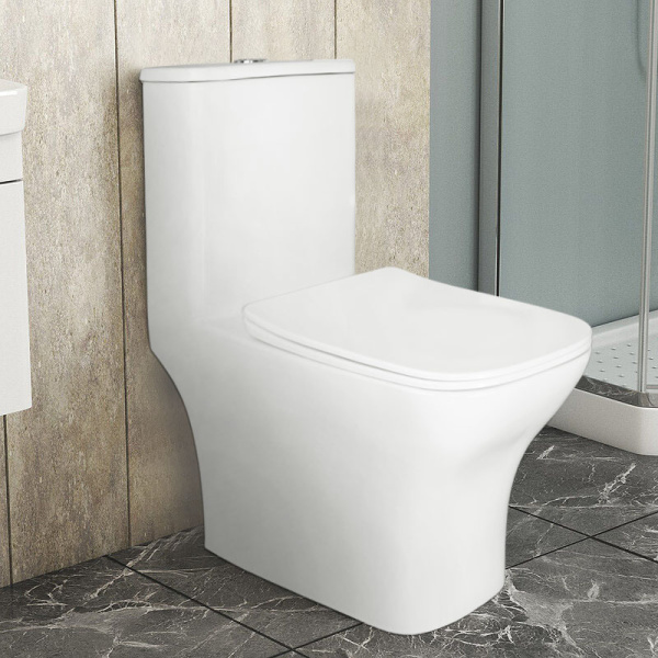 Унитаз моноблок Azario Lodi с функцией биде AZ-8617B (детальная фотография), фаянс, керамика