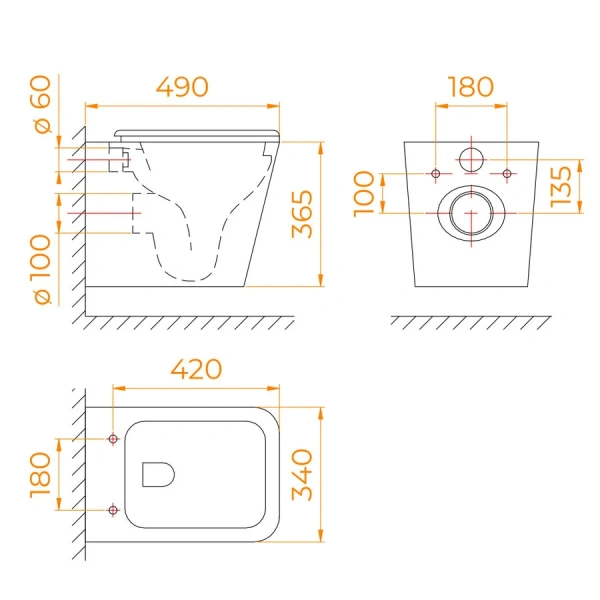 Унитаз подвесной RGW SW-45 безободковый 65420245-01 (детальная фотография), подвесные, встраиваемые