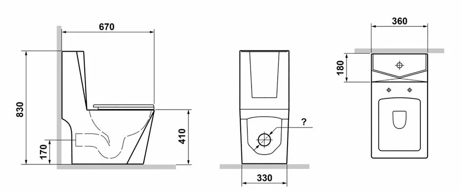 Унитаз моноблок Laguraty с функцией биде 071AC (детальная фотография), напольные