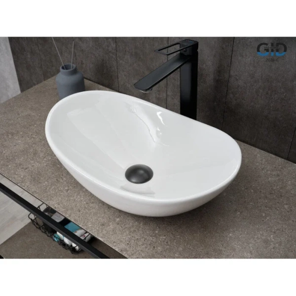 Раковина GID Lago N9133 48 см белая 51201 (детальная фотография), в форме чаши, круглой формы