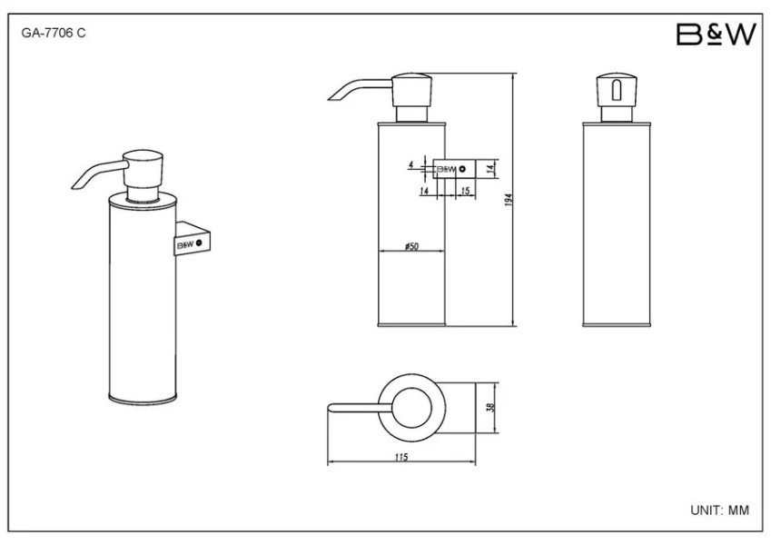 Набор аксессуаров для ванной Black&White Gravity хром 7710C (детальная фотография), современные, hi-tech index_1