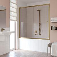 Душевая шторка на ванную профиль бронза стекло бронза Vegas-glass