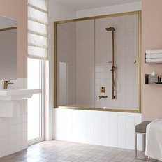 Душевая шторка на ванную профиль бронза стекло бронза Vegas-glass