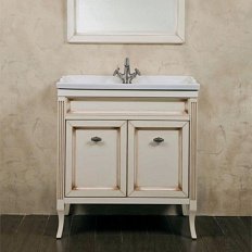 Тумба под раковину, цвет слоновая кость с патиной матовый, фурнитура состаренное серебро, La Beaute Vivien