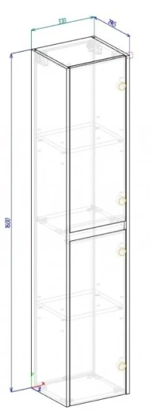 Шкаф-пенал подвесной BelBagno Kraft 33 см cemento grigio правосторонний KRAFT-1600-2A-SC-CG-R (детальная фотография), нет в наличии