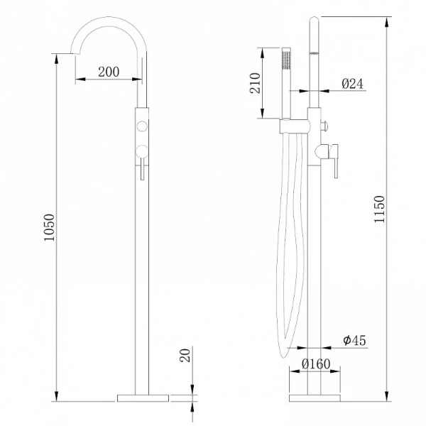Смеситель для ванны Abber Wasser Kreis розовое золото AF8115RG (детальная фотография), для ванны