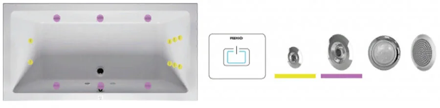 Ванна гидромассажная Riho Neo 140 x 140 см, FLOW BC3400500000000_FLOW (детальная фотография), с гидромассажем