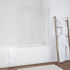 Душевая шторка на ванную профиль черный глянцевый стекло флёр-де-лис Vegas-glass