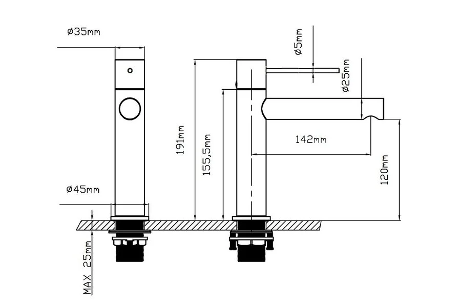Смеситель для раковины Vincea Arco черный матовый VBF-4AS01MB (детальная фотография), для раковины