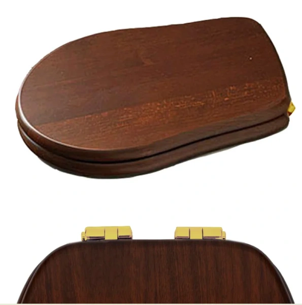 Крышка-сидение с микролифтом Kerasan Retro дерево, петли золото 108740 (детальная фотография), с микролифтом