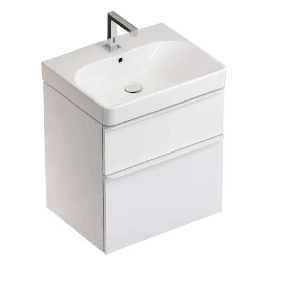 Раковина Geberit Smyle Square 60 см с отверстием под смеситель 500.229.01.1 (детальная фотография), белые