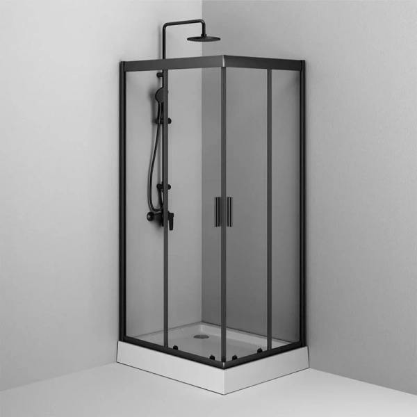 Душевой уголок Am.Pm Gem 100х80 см профиль черный W90G-404-100280-BT (детальная фотография), раздвижные