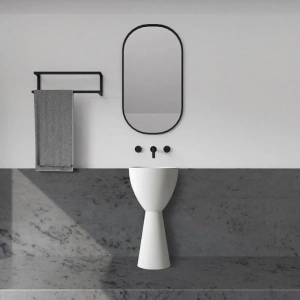 Раковина напольная Abber Stein с донным клапаном AS2507 (детальная фотография), напольные, свободностоящие