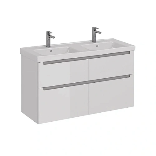 Тумба под раковину подвесная Lemark Buno 125 см белый глянец - фото 1