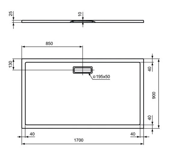 Душевой поддон Ideal Standard Ultraflat New 170x90 см евробелый T448601 (детальная фотография), низкие до 15 см