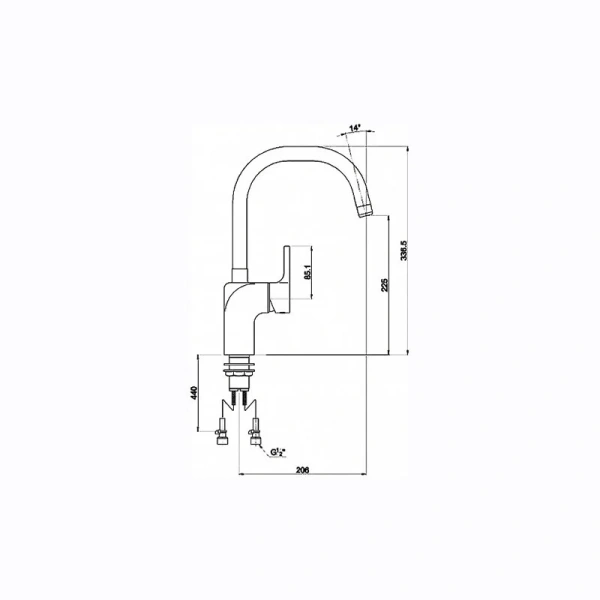 Смеситель для кухни Timo Polo хром 0166FN-U chrome (детальная фотография), для кухни