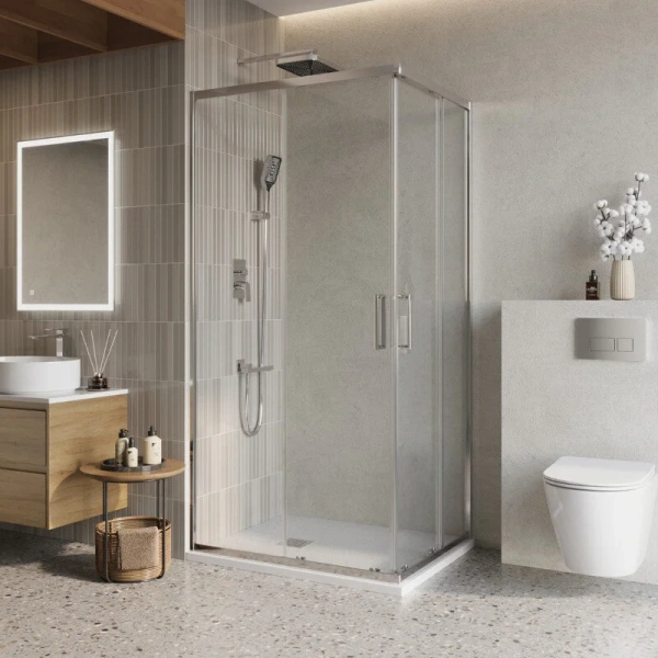 Душевой уголок Belbagno Luce 120x90 см стекло прозрачное LUCE-AH-2-120/90-C-Cr (детальная фотография)