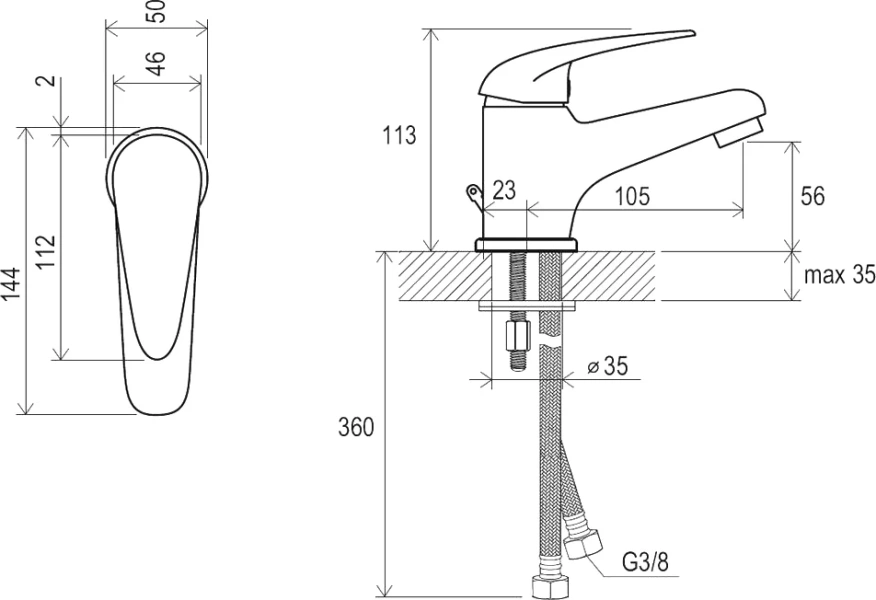 Смеситель для раковины без донного клапана Ravak Suzan SN 012.00 X070002 (детальная фотография), хром