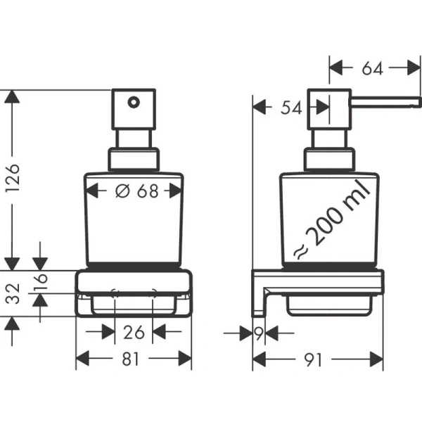 Дозатор для жидкого мыла Hansgrohe AddStoris черный матовый 41745670 (детальная фотография), современные, hi-tech