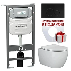Унитаз с инсталляцией Ceramica Nova Play кнопка черная матовая