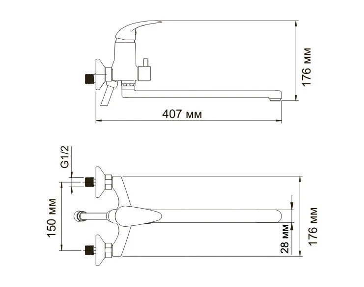 Смеситель для ванны WasserKRAFT Isen с длинным изливом 2602L (детальная фотография), для ванны
