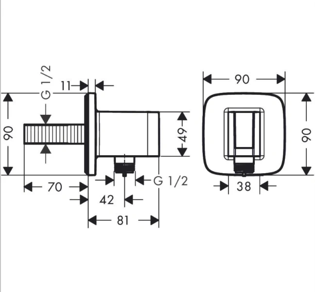 Шланговое подсоединение Hansgrohe FixFit черный хром 26887340 (детальная фотография), нет в наличии