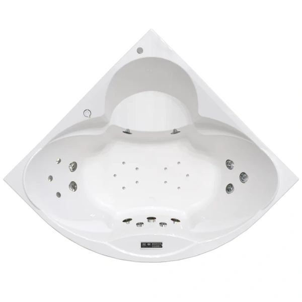 Гидромассажная ванна Радомир Филадельфия 1-83-2-0-0-042, 168 х 168 см, рама-подставка, фронтальный экран, сифон, слив-перелив автомат, гидромассаж Люкс хром КУ 400, белая (детальная фотография)