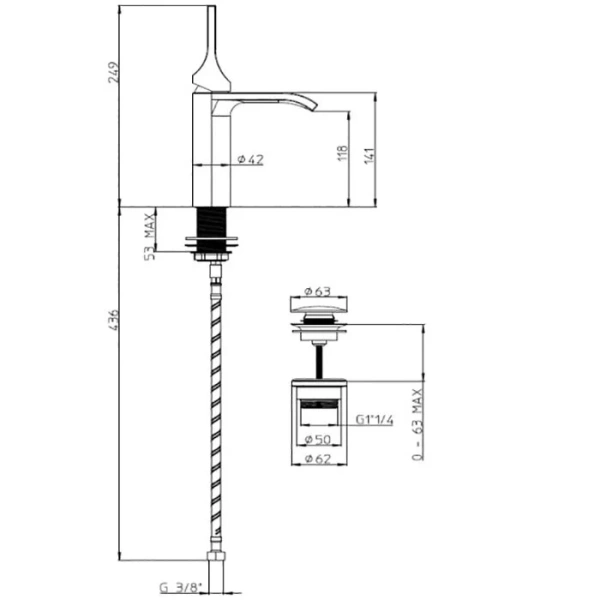 Смеситель для раковины Bossini Apice белый матовый E89603.045 (детальная фотография), для раковины