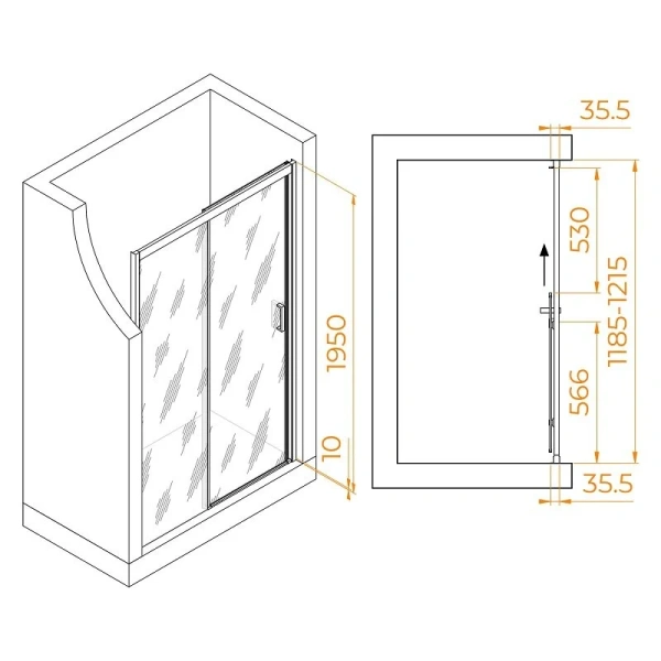 Душевая дверь в нишу RGW Passage PA-017 120 см профиль хром, стекло прозрачное 350801712-11 (детальная фотография), современные, hi-tech