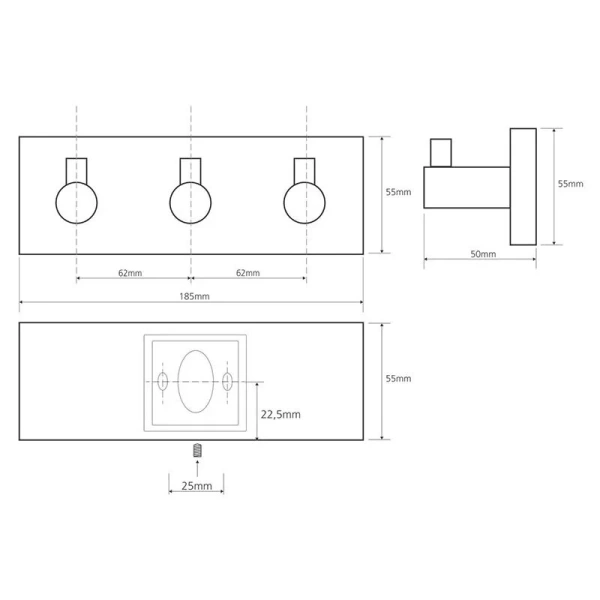 Крючок для ванной Bemeta Beta тройной 132405232 (детальная фотография), современные, hi-tech
