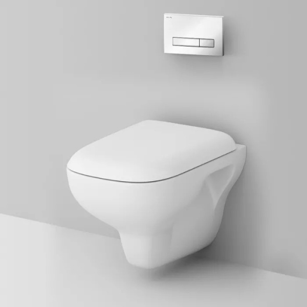 Унитаз с инсталляцией Am.Pm Like с сиденьем микролифт и клавишей белый глянец IS30201.801700 (детальная фотография), с инсталляцией